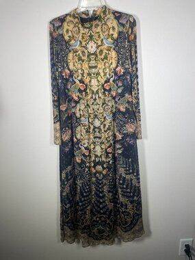 SOFT SURROUNDINGS Size M Kalista Maxi Dress Floral Bird Print Multicolor!